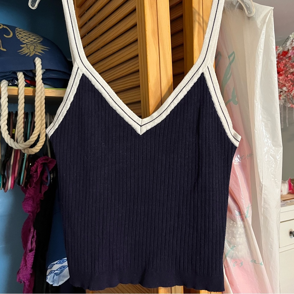 Varsity style cropped tank